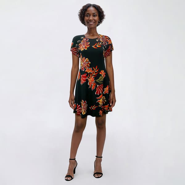 Petite MSK Short Sleeve Grommet Floral Shift Dress