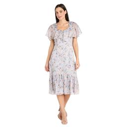 Womens R&M Richards Floral Midi Chiffon Dress