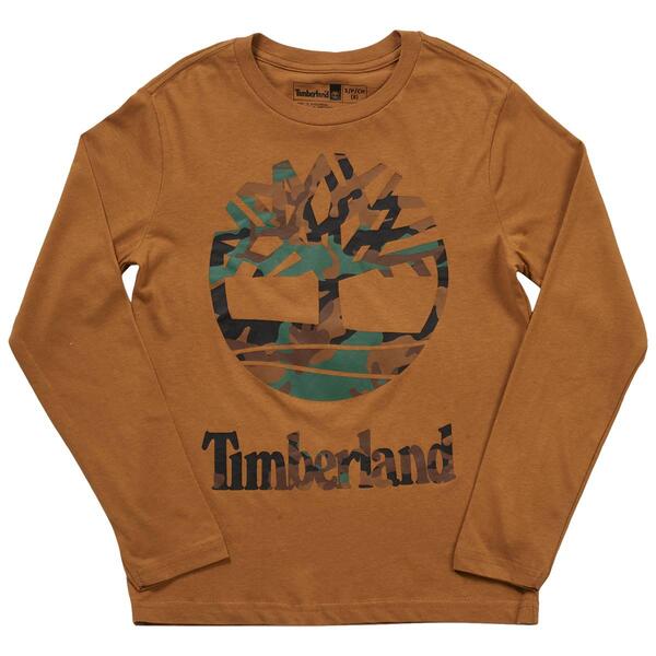Boys &#40;8-20&#41; Timberland Long Sleeve Camo Tree Tee - Wheat - image 