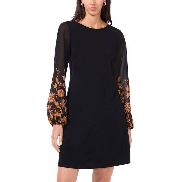 Womens MSK Chiffon Long Floral Sleeve Shift Dress - Boscov's