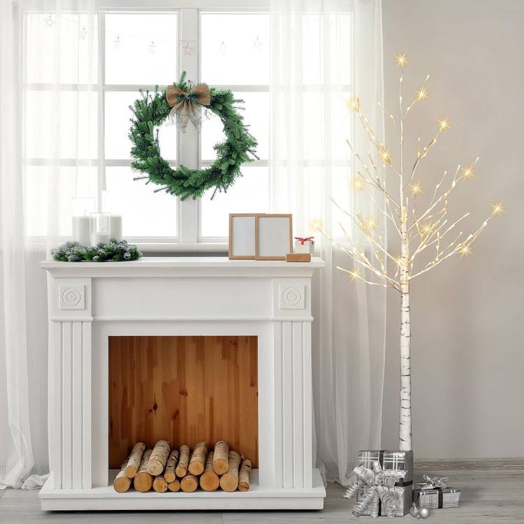 Puleo International 6ft. Pre-Lit Artificial Twig Christmas Tree