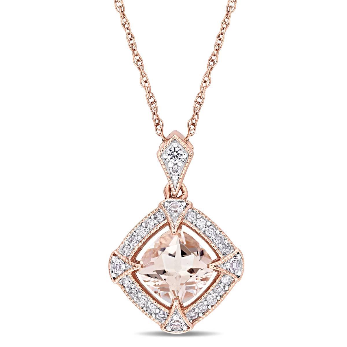 Gemstone Classics™ 10kt. Rose Gold 1ctw. Morganite Necklace