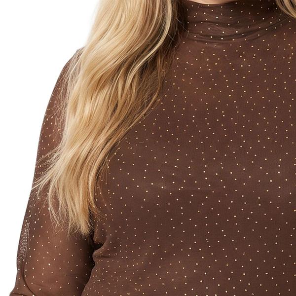Plus Size NY Collection Long Sleeve Turtleneck Rhinestone Blouse
