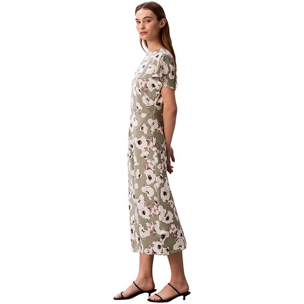 Womens Calvin Klein Short Sleeve Buttercup Floral Midi Dress