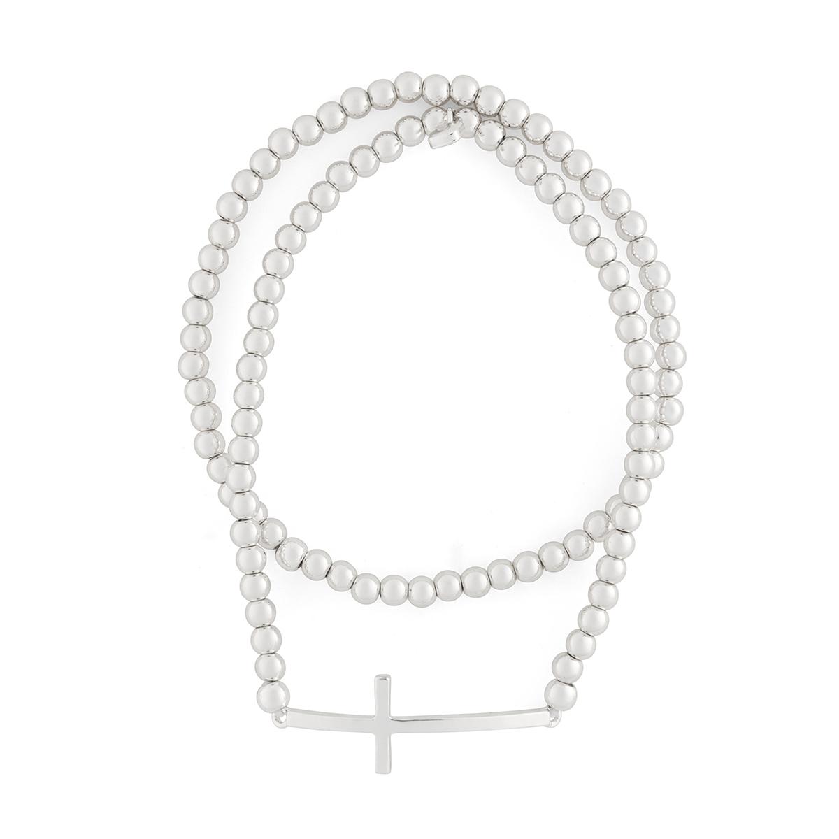 Nine West Cross Beaded Stretch Bracelet - Set of 2