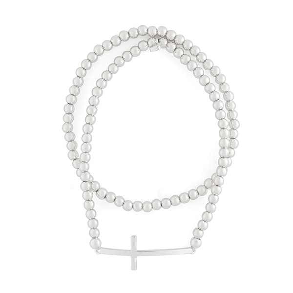 Nine West Cross Beaded Stretch Bracelet - Set of 2 - image 