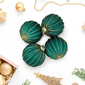 Northlight 4ct. Green Ribbed Lined Glass Christmas Ball Ornaments - image 2