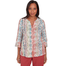 Plus Size Alfred Dunner Sedona Sky Woven Vertical Abstract Blouse