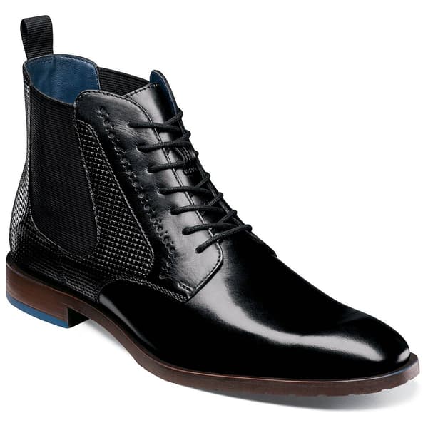 Mens Stacy Adams Rupert Black Cap Toe Lace Up Boots - image 