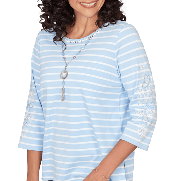 Petite Alfred Dunner Classics 3/4 Sleeve Butterflies Blouse