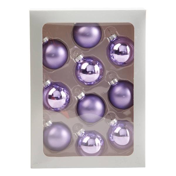 10pk. 45mm Solid Lavender Glass Ball Christmas Ornaments - image 
