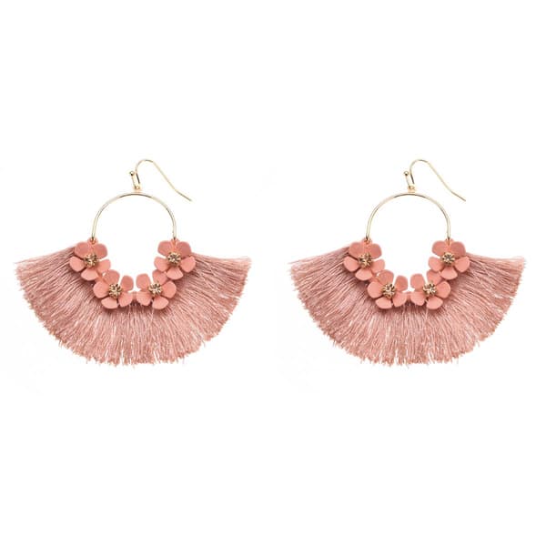 Ashley Cooper(tm) Pink Gold Flower Fringe Drop Earrings - image 