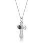 Gemminded Sterling Silver 5mm Cross Onyx & White Topaz Pendant - image 2