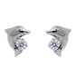 Polished Sterling Silver Cubic Zirconia Dolphin Stud Earrings - image 1