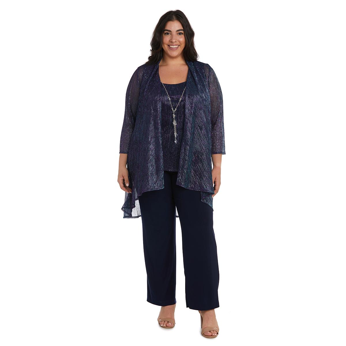 Plus Size R&M Richards Crinkle 3pc. Pants Set