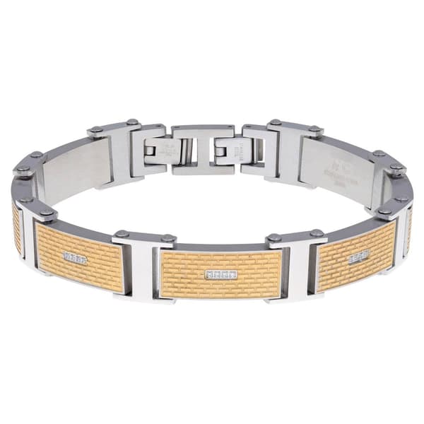 Mens Lynx Stainless Steel Textured Bracelet - image 