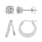 Sterling Silver Crystal Studs & Split Hoop Earrings Set - image 1