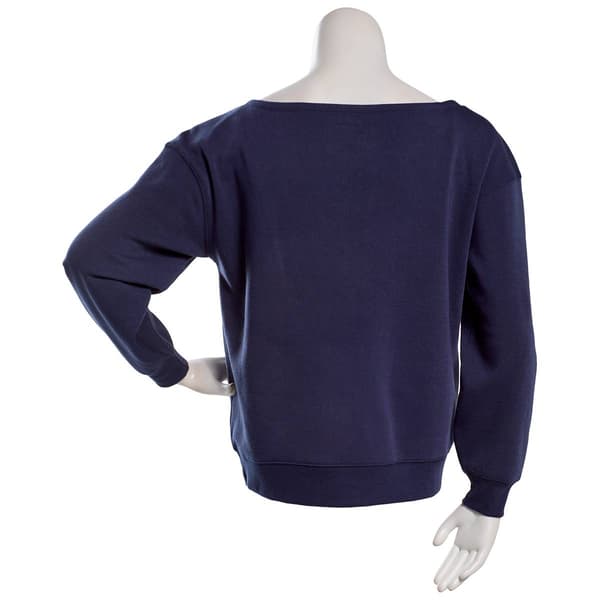 Juniors No Comment Wide Boat Neck Fleece Lucky Stars Pullover