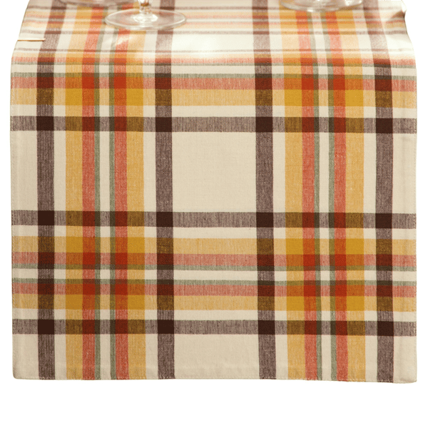 Threadmade Russet Harvest Woven Plaid Table Runner - image 