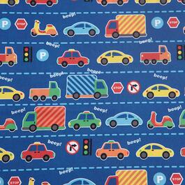 Alex &amp; Bella Busy Cars Blue Soft Microfiber Kids Sheet Set