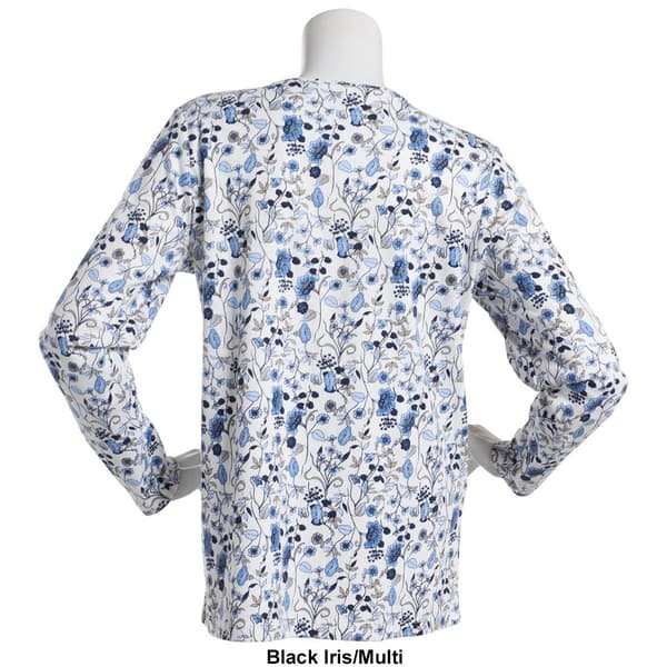 Plus Size Hasting & Smith Long Sleeve Crew Botanical Floral Tee