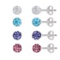 Sterling Silver Crystal Ball Stud Earrings - Set of 4 - image 1