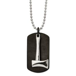 Mens Gentlemen's Classics&#40;tm&#41; Black IP-Plated Axe Dog Tag Necklace