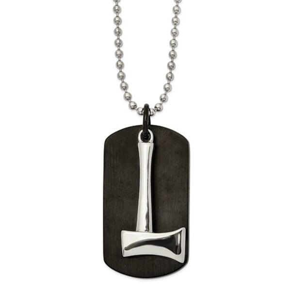 Mens Gentlemen's Classics&#40;tm&#41; Black IP-Plated Axe Dog Tag Necklace - image 