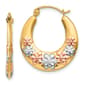 Gold Classics(tm) 14kt. Gold &amp; Rhodium Flowers Hoop Earrings - image 1