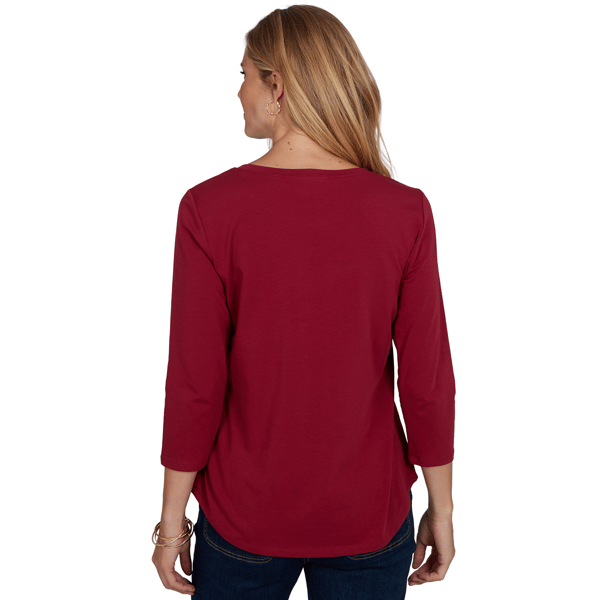 Womens Ruby Rd. Must Haves II 3/4 Sleeve Pawsitive Vibes Tee