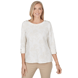 Petite Alfred Dunner Cityscape 3/4 Sleeve Floral Blouse