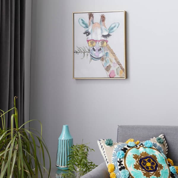 9th & Pike&#174; Multi-Colored Eclectic Giraffe Canvas Wall Art