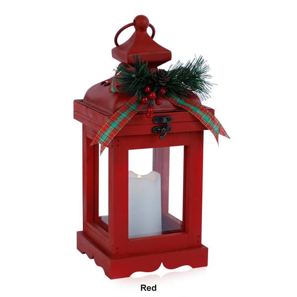 Alpine Warm White LED Candle Metal and Glass Lantern
