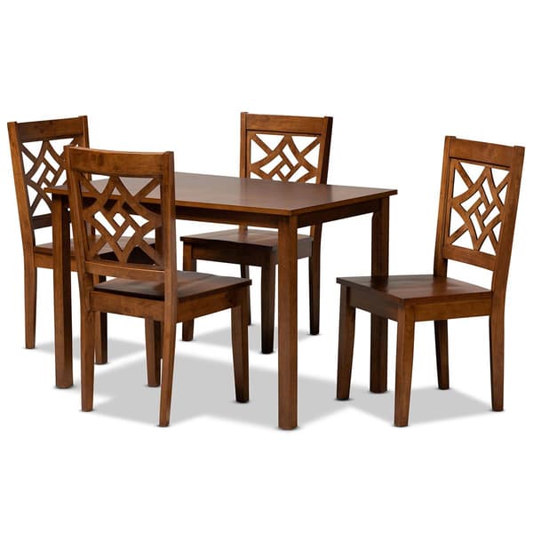 Baxton Studio Nicolette Walnut Brown Finished Wood 5pc Dining Set