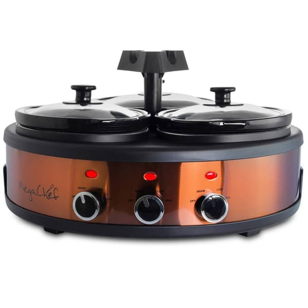 MegaChef Round Triple 1.5qrt. Slow Cooker & Buffet Server