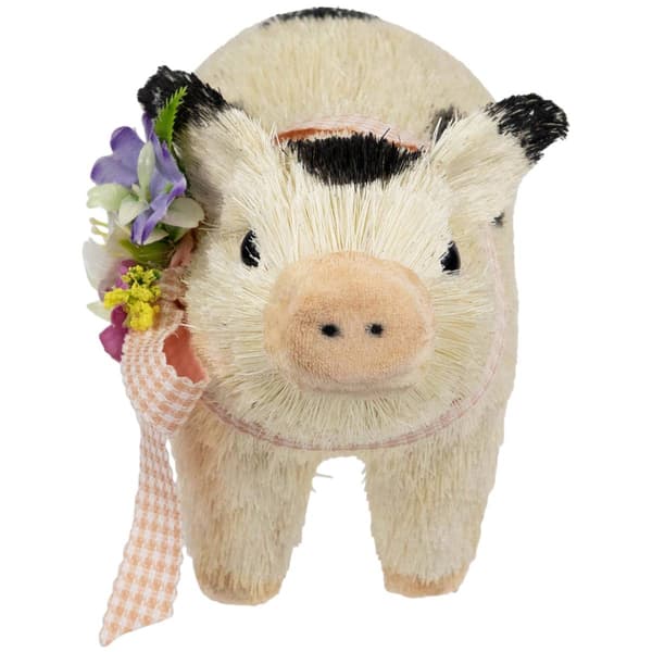 Northlight Seasonal Piglet w/ Bow & Flowers Spring Figurine