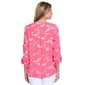 Womens Multiples Roll Tab Sleeve Floral Vine Embroidery Blouse - image 2
