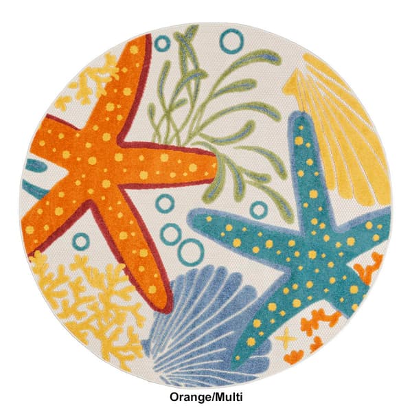 Nourison Aloha Starfish Print Indoor/Outdoor Round Rug