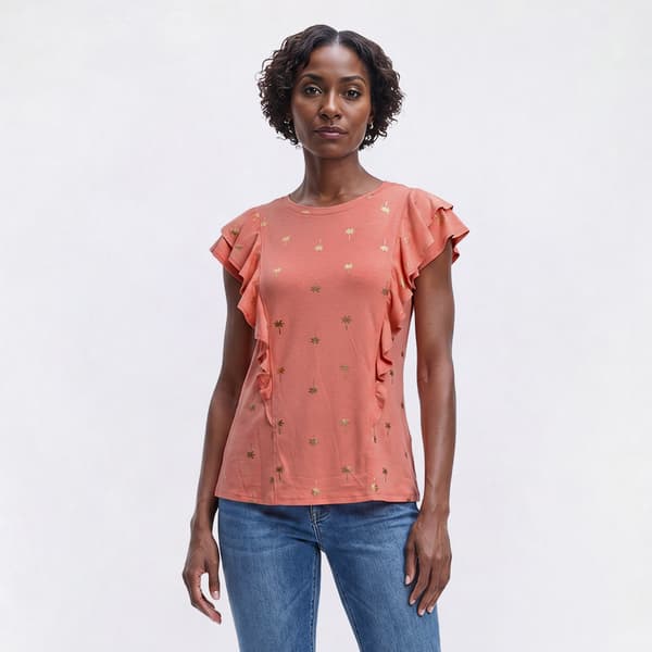 Womens Absolutely Famous Cascade Detail Palm Tree Blouse - image 