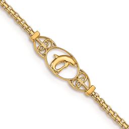 14kt. Gold Polished Dolphin Anklet