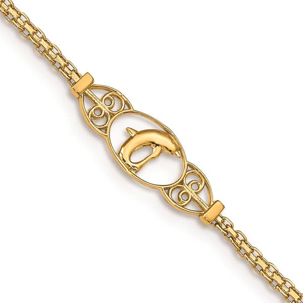 14kt. Gold Polished Dolphin Anklet - image 