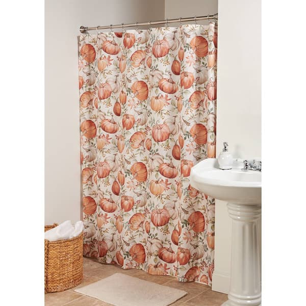 No. 918 Pumpkin Farm Print Shower Curtain - image 
