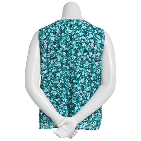 Plus Size Zac & Rachel Sleeveless Crepe Split Neck Blouse-Green