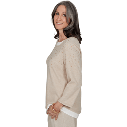 Petite Alfred Dunner Luxe Be A Lady Layered Embellished Blouse