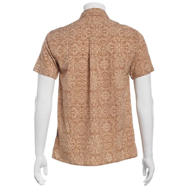 Young Mens VSTR Abstract Jacquard Short Sleeve Button Down Shirt