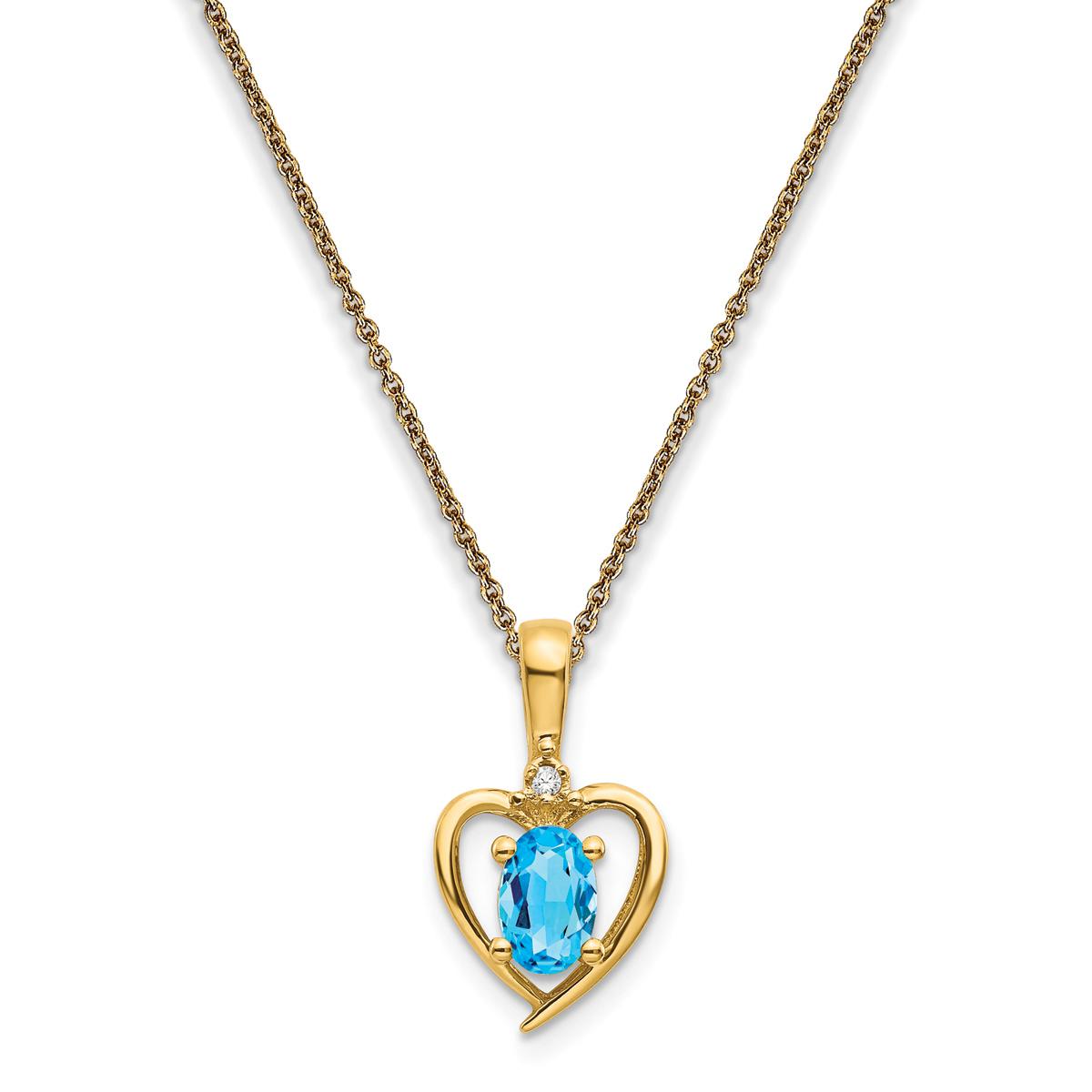 Gemstone Classics™ 14kt. Blue Topaz Diamond Pendant...