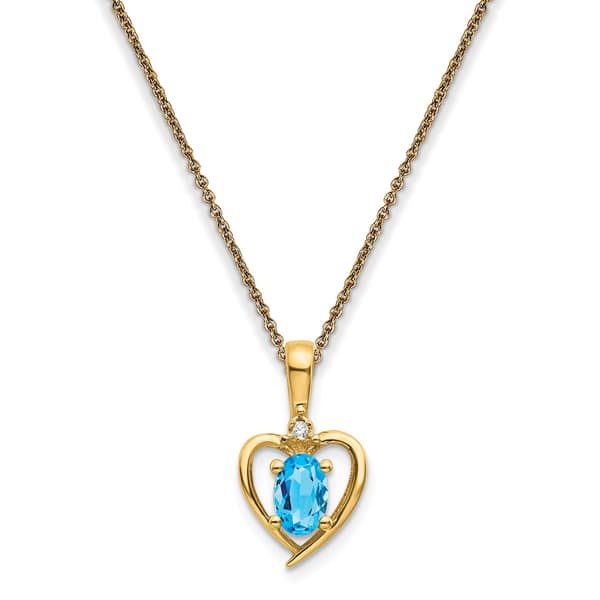 Gemstone Classics&#40;tm&#41; 14kt. Blue Topaz Diamond Pendant Necklace - image 
