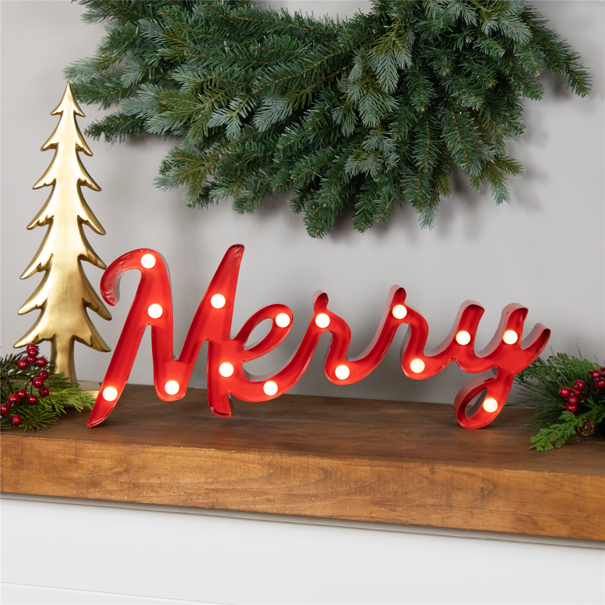 Northlight 20.5in. Lighted Merry Christmas Decoration