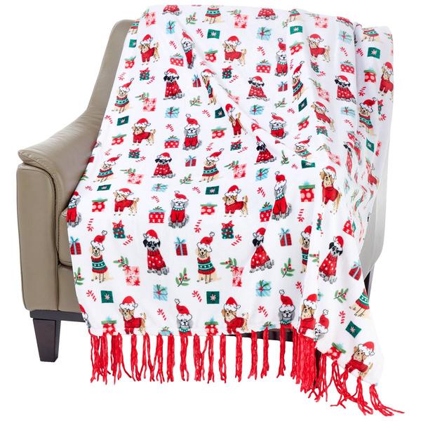 Mountain Ridge Christmas Dogs & Gifts Throw