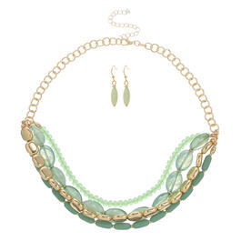 Ashley Cooper&#8482; Green & Gold Beaded Necklace Jewelry Gift Set